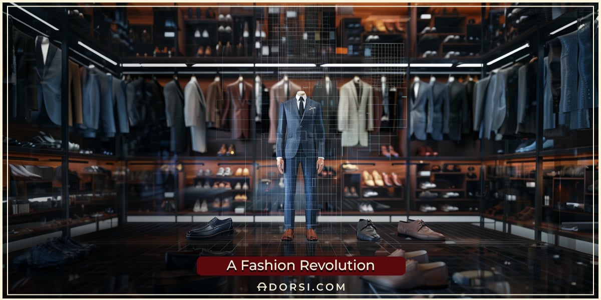man's dressing room showing Suits & Shoes for the fashion revolution 
