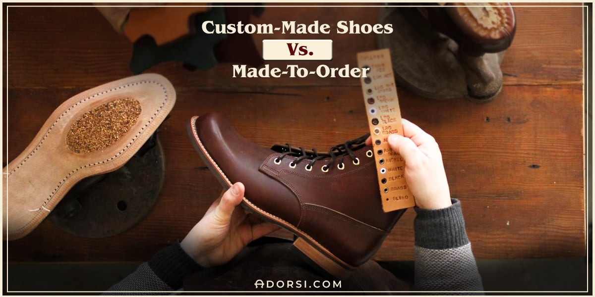shoemaker holds a shoe and customize it
