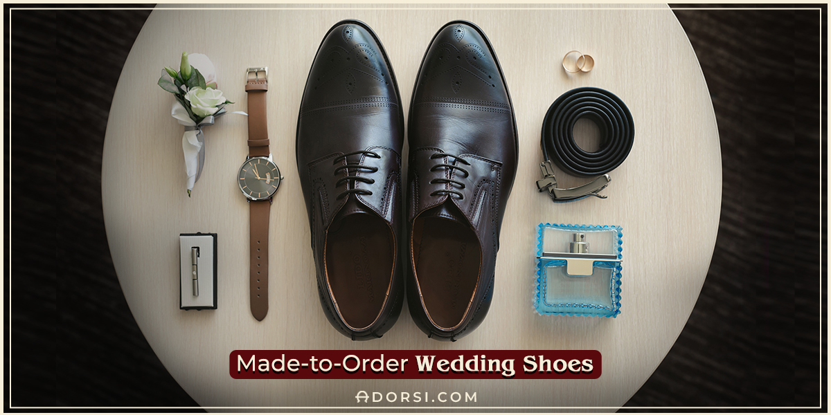showing the preparation for weeding accessories like the shoes , watch , perfume and belt  
