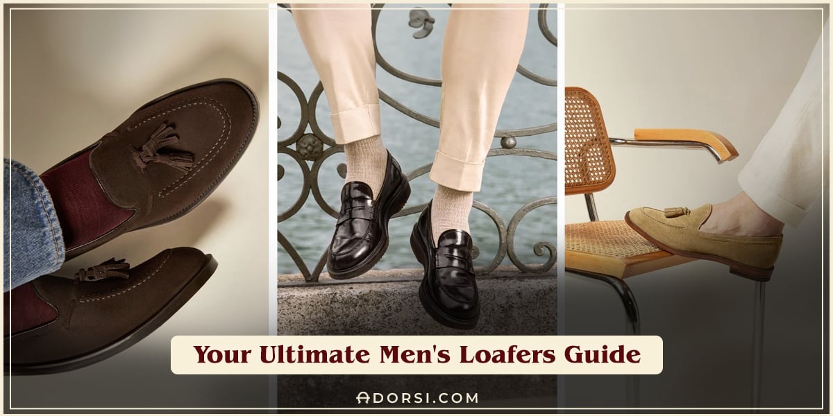 image divided into 3 parts showing different types of loafers 